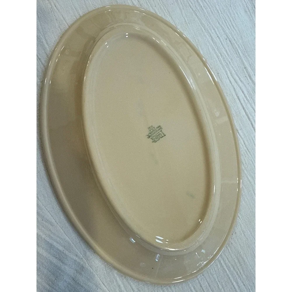 Shenango China Inca Ware Oval Serving Platter Pink Floral Cream 12.5